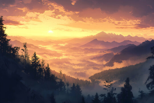 sunrise over the mountains