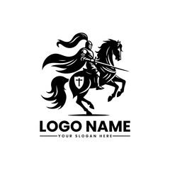knighriding horse logo vector Knight Riding Horse Vector Logo | Medieval Warrior Emblem | Historic Cavalry Illustration
