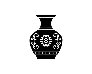 creative details flower vase icon Vector Illustration