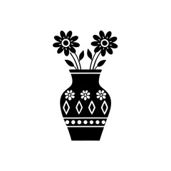 creative details flower vase icon Vector Illustration