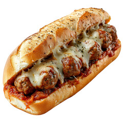 Hot Dog with Meat and Cheese Isolated on Transparent Background