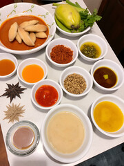 Fresh Various Spices and Sauces on the Table