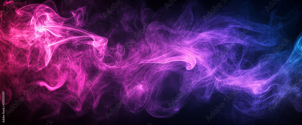 Aufkleber abstract image of purple and blue smoke swirling on black background, creating a dynamic and etherea