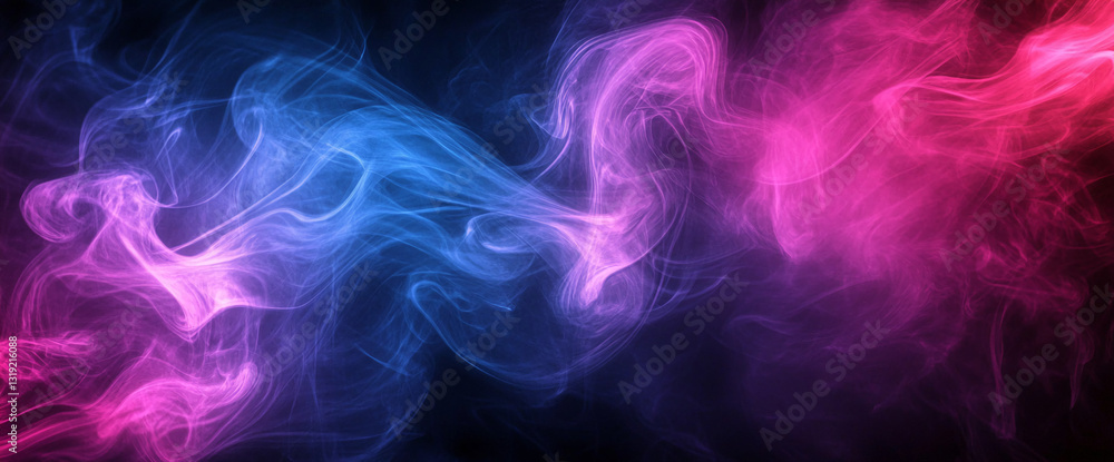 Leinwandbilder abstract image of blue and pink smoke swirling against a black background, creating a dynamic and et