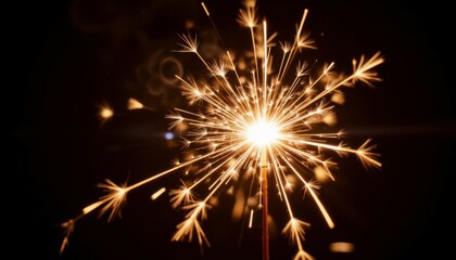 Sparkler Creating Bright Light Trails in Dark Background Night