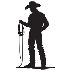 Ranch Boss Rancher silhouette, managing operations with expertise - Rancher illustration - Minimalist Rancher vector - Profession silhouette
