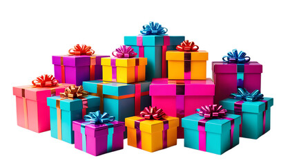Colorful neon gift boxes PNG Image
