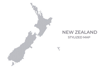 Stylized map of the New Zealand made from hexagons