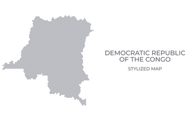 Fototapeta premium Stylized map of the Democratic Republic of the Congo made from hexagons