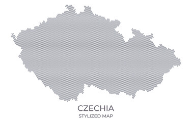 Stylized map of the Czechia made from hexagons