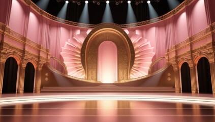 Pink golden ceremony award stage venue background.