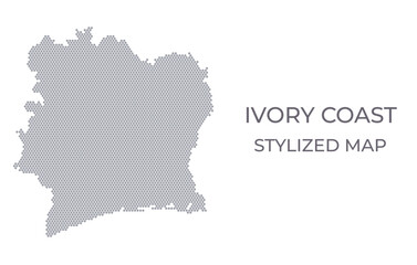 Obraz premium Stylized map of the Ivory Coast made from hexagons