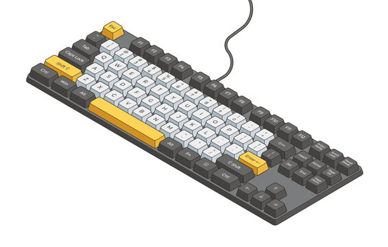 Vector isometric illustration of a gaming keyboard