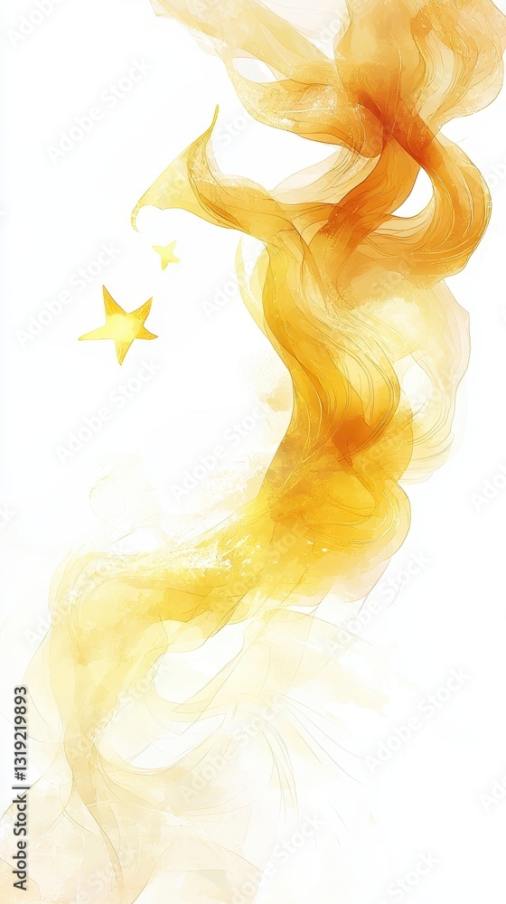 Aufkleber abstract golden wave with stars and smooth flowing patterns