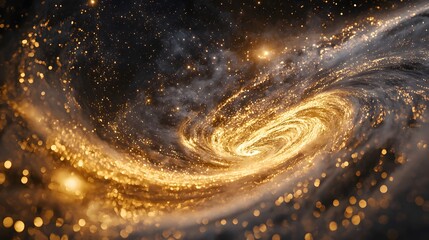 18. A celestial whirlpool of interstellar dust and stars, illustrating the timeless creation of the universe