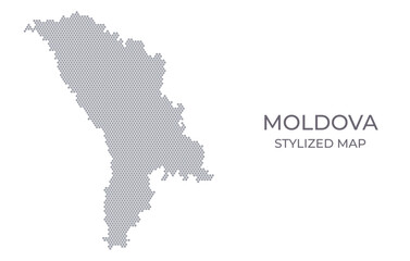 Stylized map of the Moldova made from hexagons