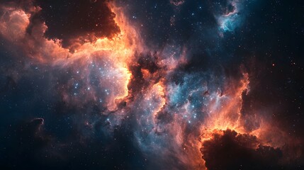 Obraz premium 16. An endless nebula expanding in dark space, symbolizing the origins of celestial formation