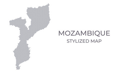 Stylized map of the Mozambique made from hexagons