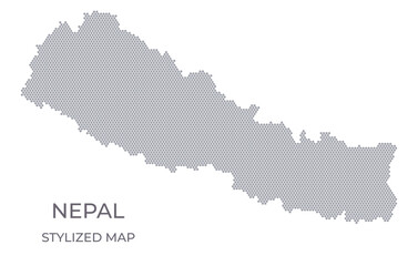 Stylized map of the Nepal made from hexagons