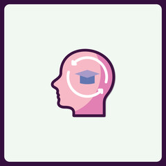 Conceptual mind illustration with graduation cap for educational programs