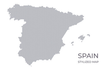 Stylized map of the Spain made from hexagons