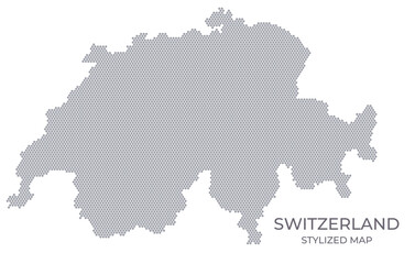 Stylized map of the Switzerland made from hexagons