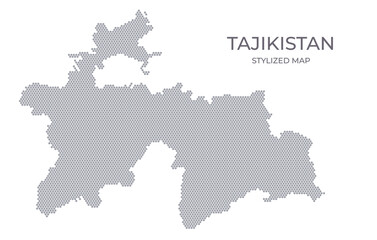 Stylized map of the Tajikistan made from hexagons