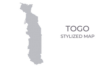 Stylized map of the Togo made from hexagons