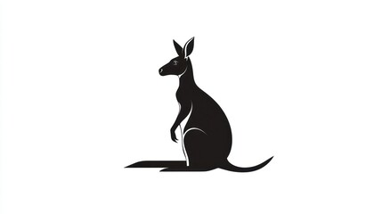 Simple black kangaroo silhouette,  use for logo or icon