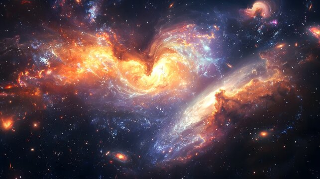 99. A celestial ballet of intertwining galaxies and dark matter shaping the universes evolution