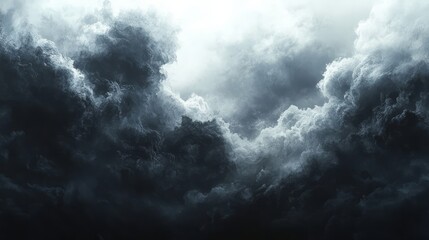 Obraz premium A bold black cloud with rough, textured details, sharply contrasting a white void 