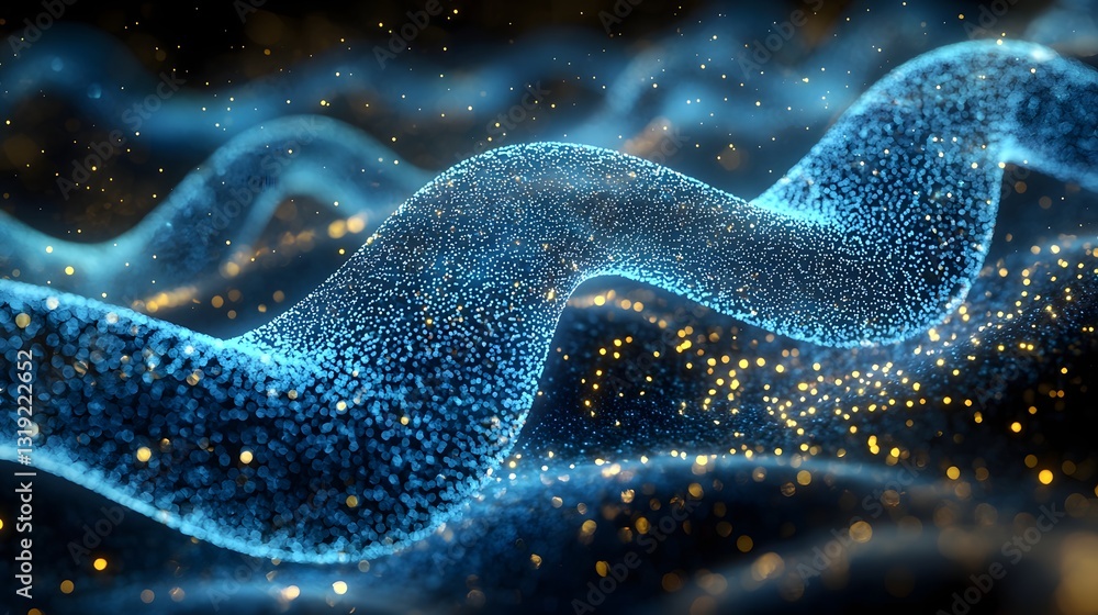 Poster glowing holographic dna strand with augmented reality annotations showcasing genetic edits in progre