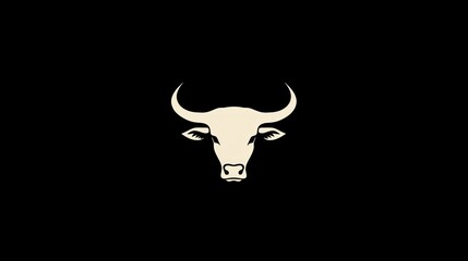 White bull head, dark background, farm animal, logo design