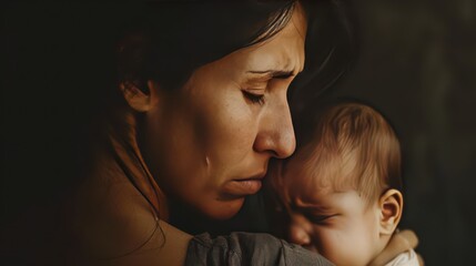 Emotional connection on world maternal mental health day. Postpartum depression concept. Postnatal care services, women's wellness