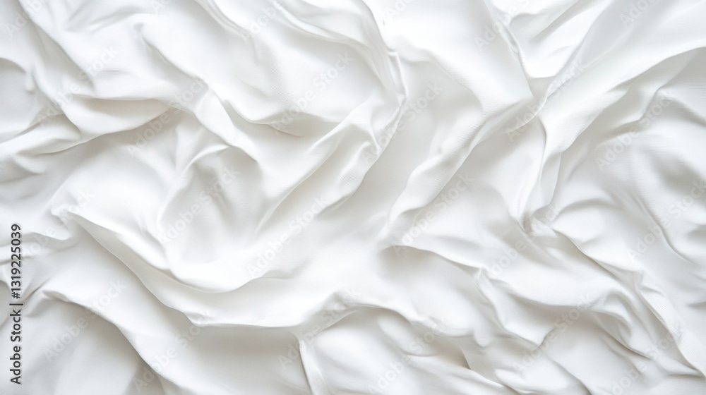 Poster white fabric with soft, flowing folds creates a sense of smooth movement and subtle texture