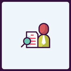 Modern Icon of HR Document Analysis with Magnifying Glass for Recruitment