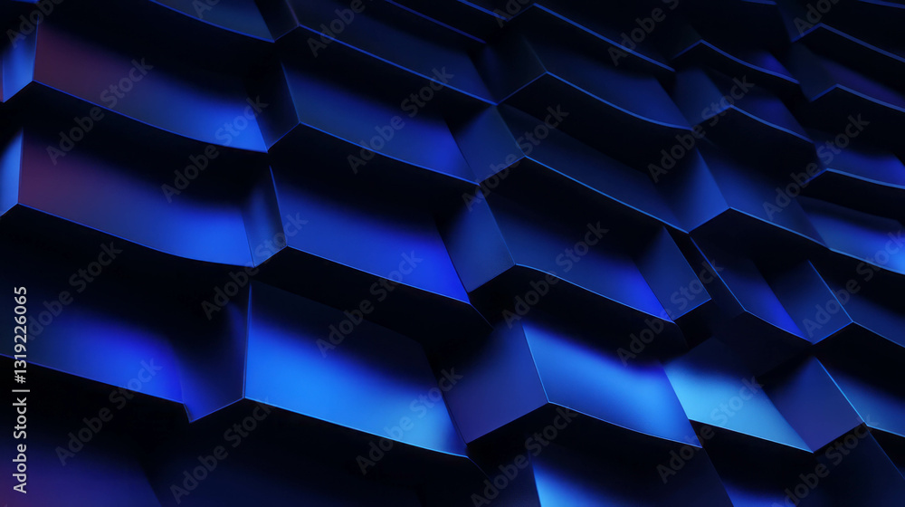 Poster vibrant abstract geometric pattern in deep blue chaos design for modern background