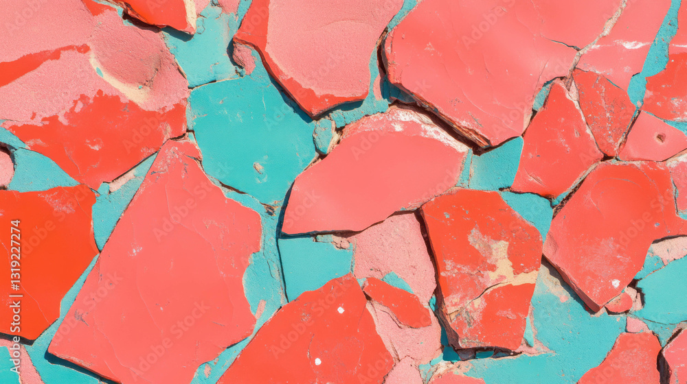 Aufkleber colorful abstract brick texture with red and blue chaotic pattern for creative design