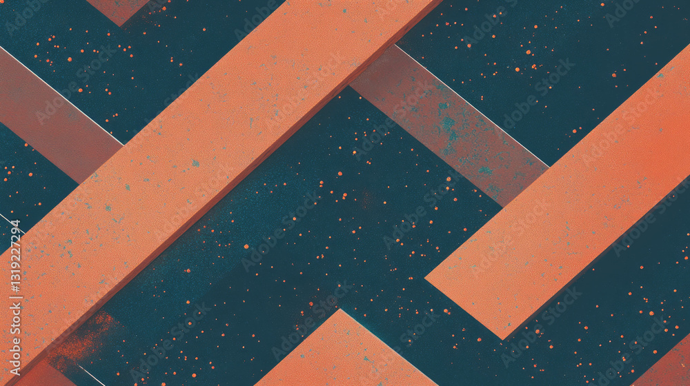 Poster Abstract brick pattern with elegant geometric design and chaotic speckles