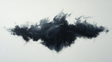 Fototapeta premium Smooth black cloud with subtle gradients, crisp and clean white background, elegant minimalism