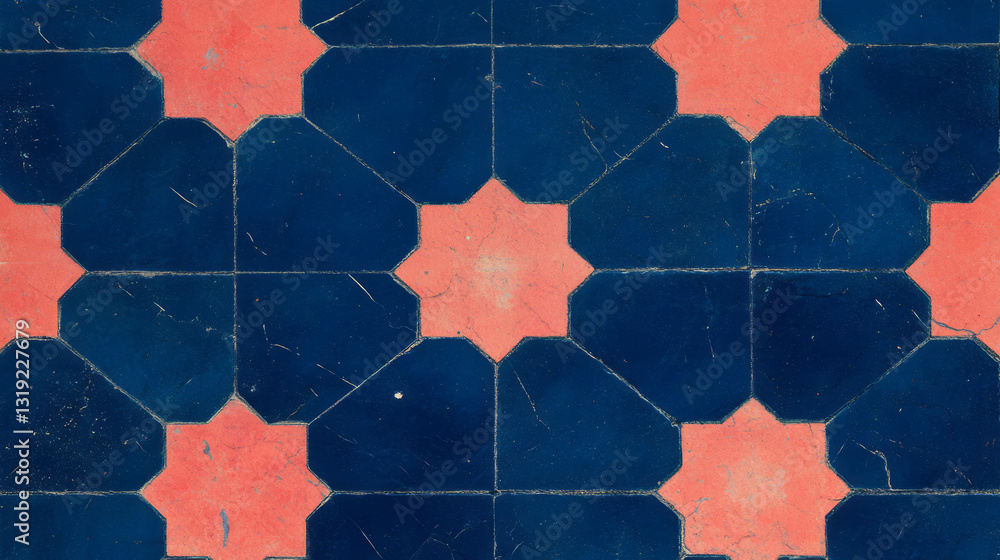 Poster elegant geometric pattern with star motifs on canvas for modern design