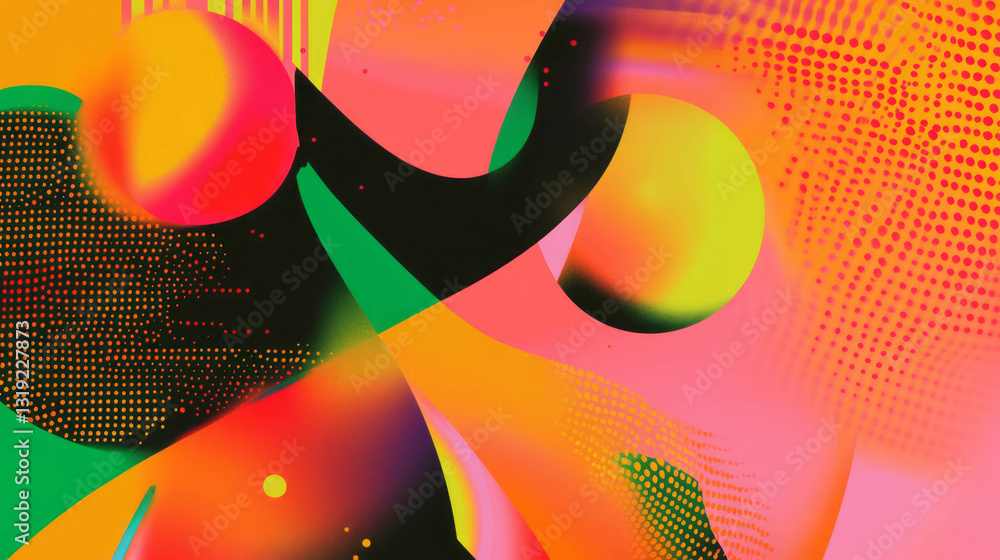 Poster Vibrant abstract art with cheerful colorful patterns for creative design