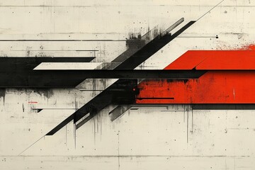 Abstract Geometric Design with Black Orange and White