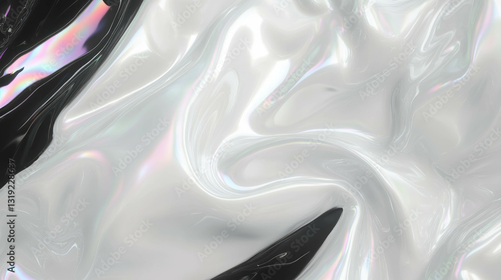 Poster Clean abstract background with fluid swirls and iridescent highlights for design use