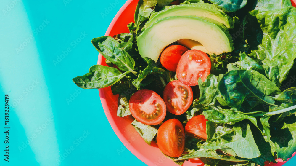 Aufkleber fresh cobb salad with avocado on bright background - ideal for healthy eating concepts