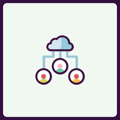 Modern Cloud Networking with User Connections and Data Distribution Icon