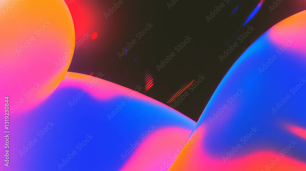 Poster vivid neon abstract art with dark background for modern design projects