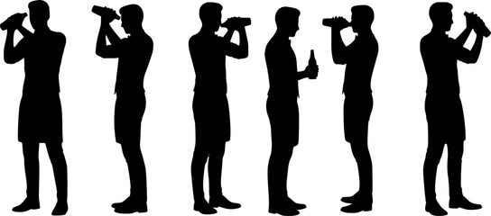 Set of bartender silhouette vector on white background
