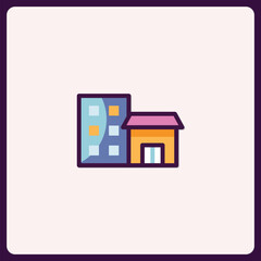 Obraz premium Colorful architectural icon representing cityscape featuring buildings outlines