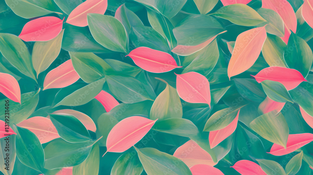 Poster elegant and delicate foliage pattern in soft pastel colors for nature-inspired designs